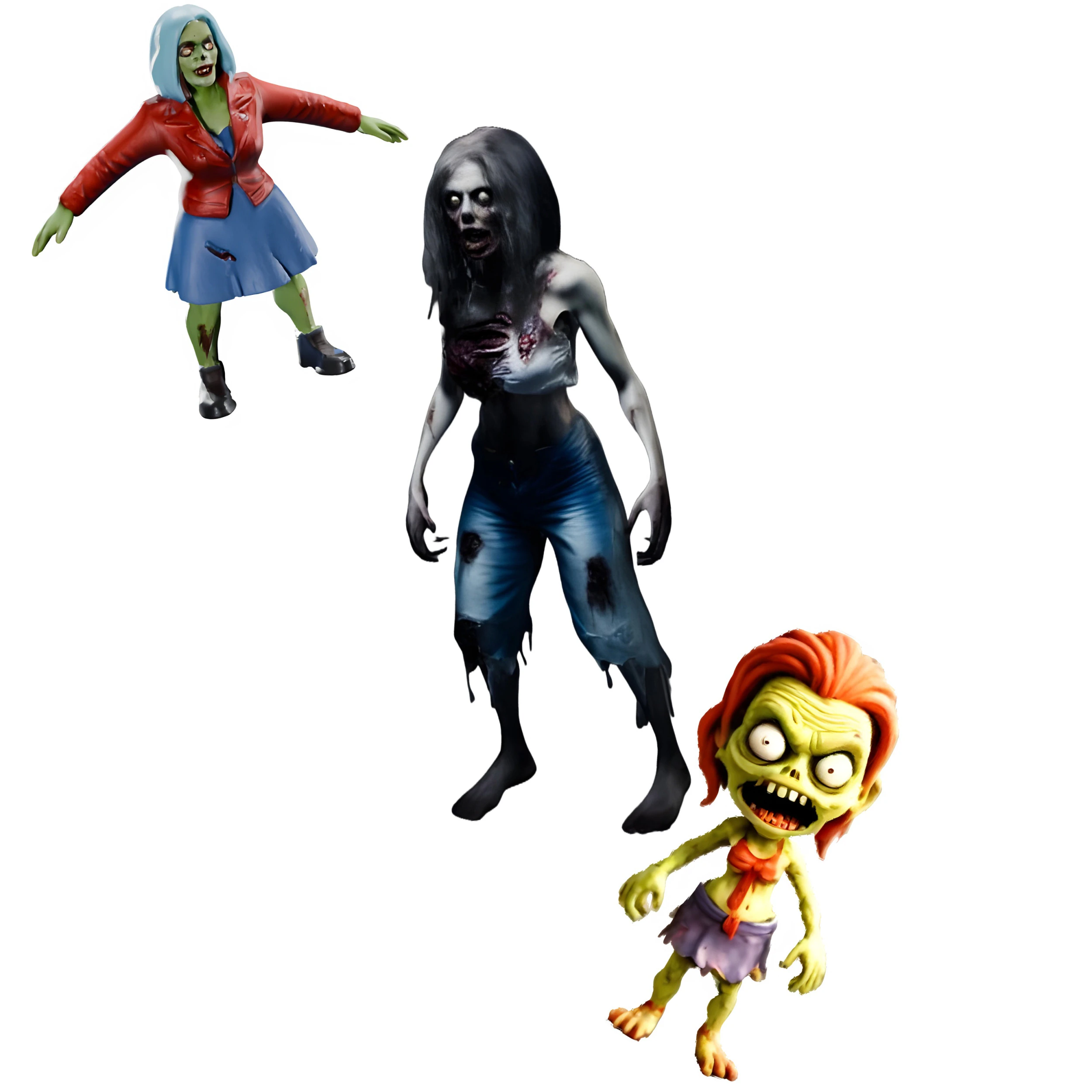 Zombie Trio Creepy Companions 3D Print Model .c4d .max .obj .3ds .fbx .stl .blend 