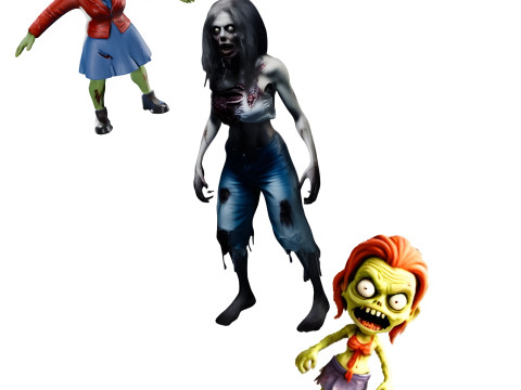 Zombie Trio Creepy Companions 3Dプリントモデル