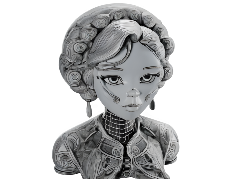 Cyberpunk Era Ladies Collection - Retro-Futuristic Character Busts 3D 프린트 모델