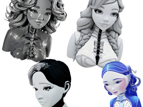 Cyber-Elegance Bust Collection 3Dプリントモデル