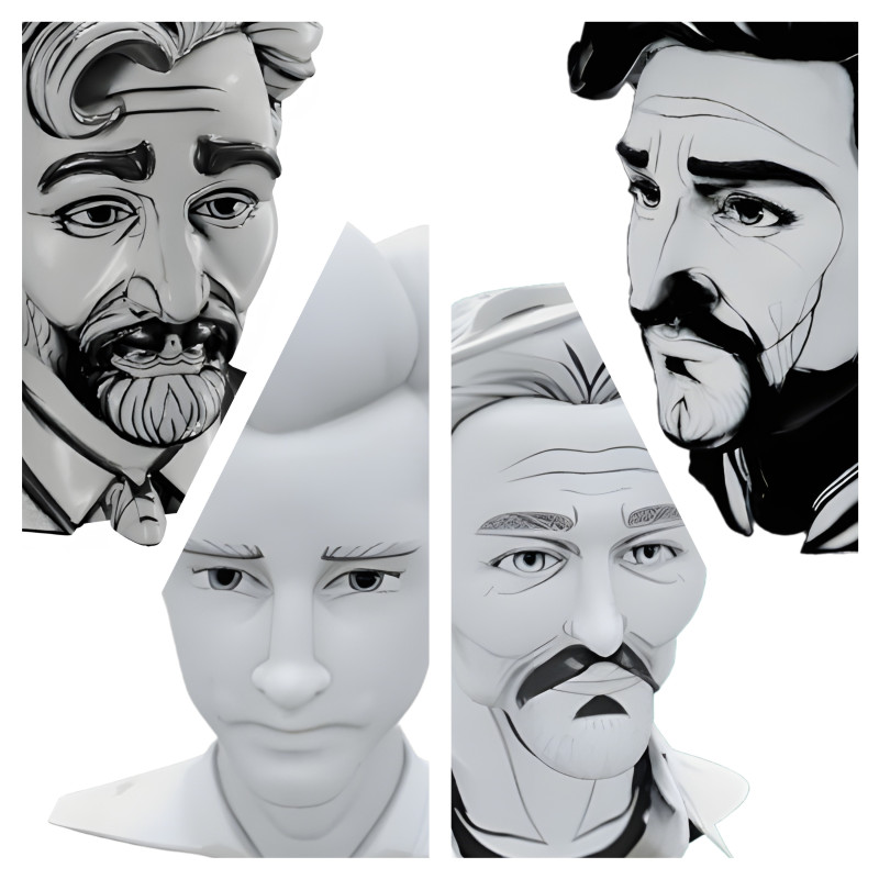 Minimalist Portrait Bust Collection - Artistic Character Studies Model Cetak 3D .c4d .max .obj .3ds .fbx .stl .blend 