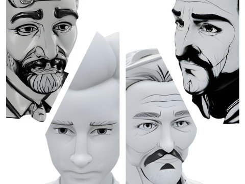 Minimalist Portrait Bust Collection - Artistic Character Studies 3D Print Model