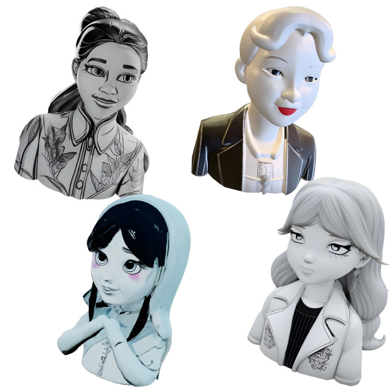 Anime Character Bust Collection Modello di stampa 3D .c4d .max .obj .3ds .fbx .stl .blend 