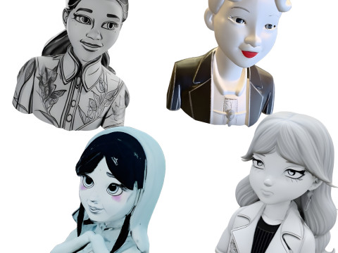 Anime Character Bust Collection 3Dプリントモデル