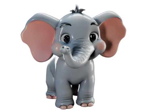 Charming Elephant Collection - Baby Cartoon and Realistic Styles Model Cetak 3D