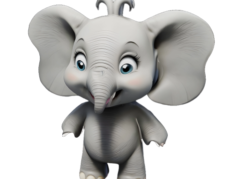 Charming Elephant Collection - Baby Cartoon and Realistic Styles Model Cetak 3D