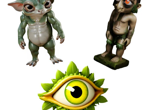 Trio de Criaturas de Fantasia - Colecionáveis Excêntricos Modelo de Impressão 3D