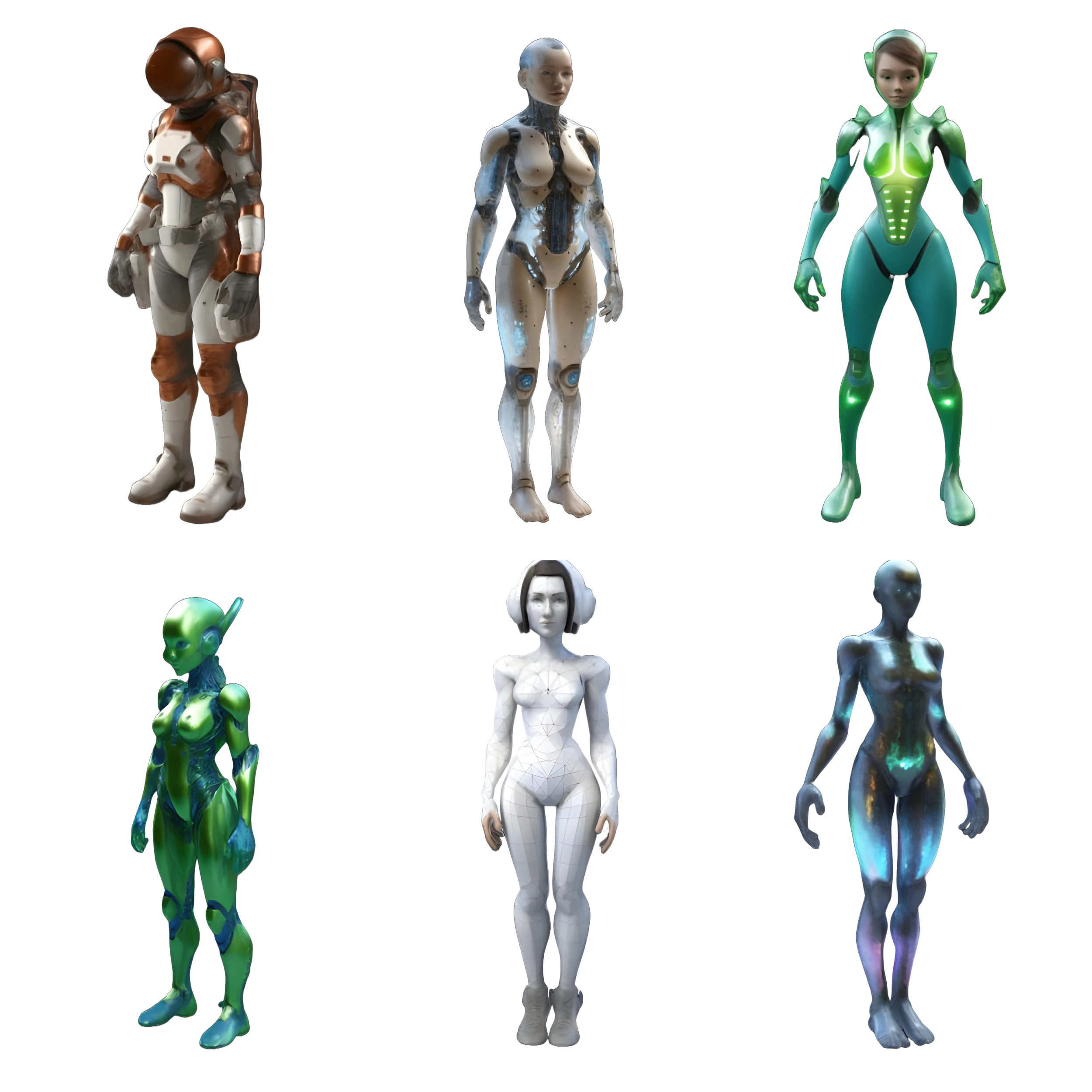 Sci-Fi Character Collection Future Warriors and Androids 3D Print Model .c4d .max .obj .3ds .fbx .stl .blend