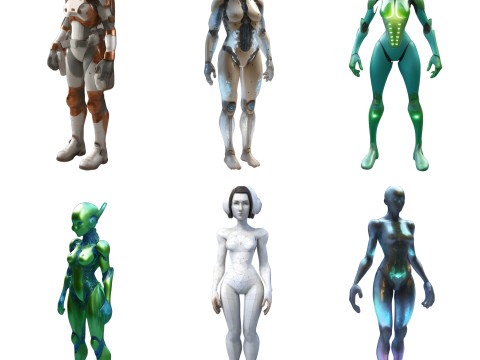 Sci-Fi Character Collection Future Warriors and Androids 3Dプリントモデル