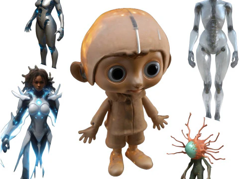 Koleksi Karakter Paket Fiksi Ilmiah dan Fantasi Model Cetak 3D