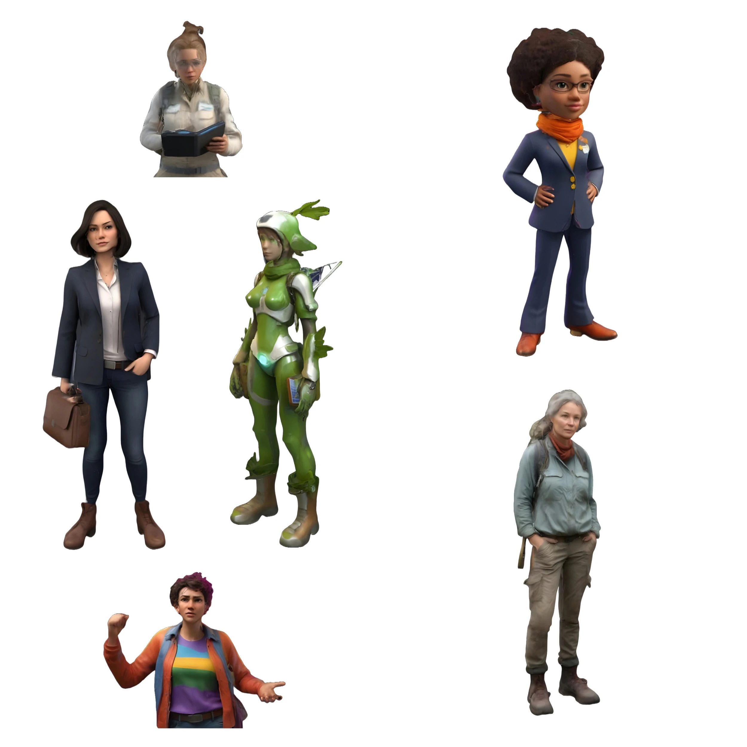 Professional Women Character Pack 3D Print Model .c4d .max .obj .3ds .fbx .stl .blend