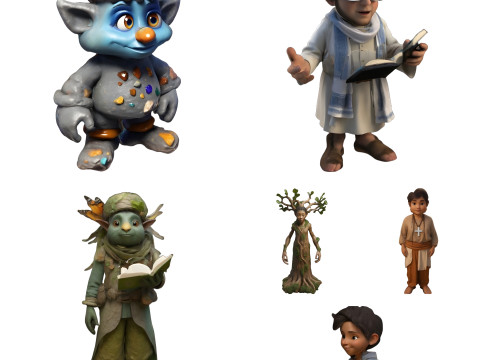 Fantasy Library Characters Collection 3Dプリントモデル