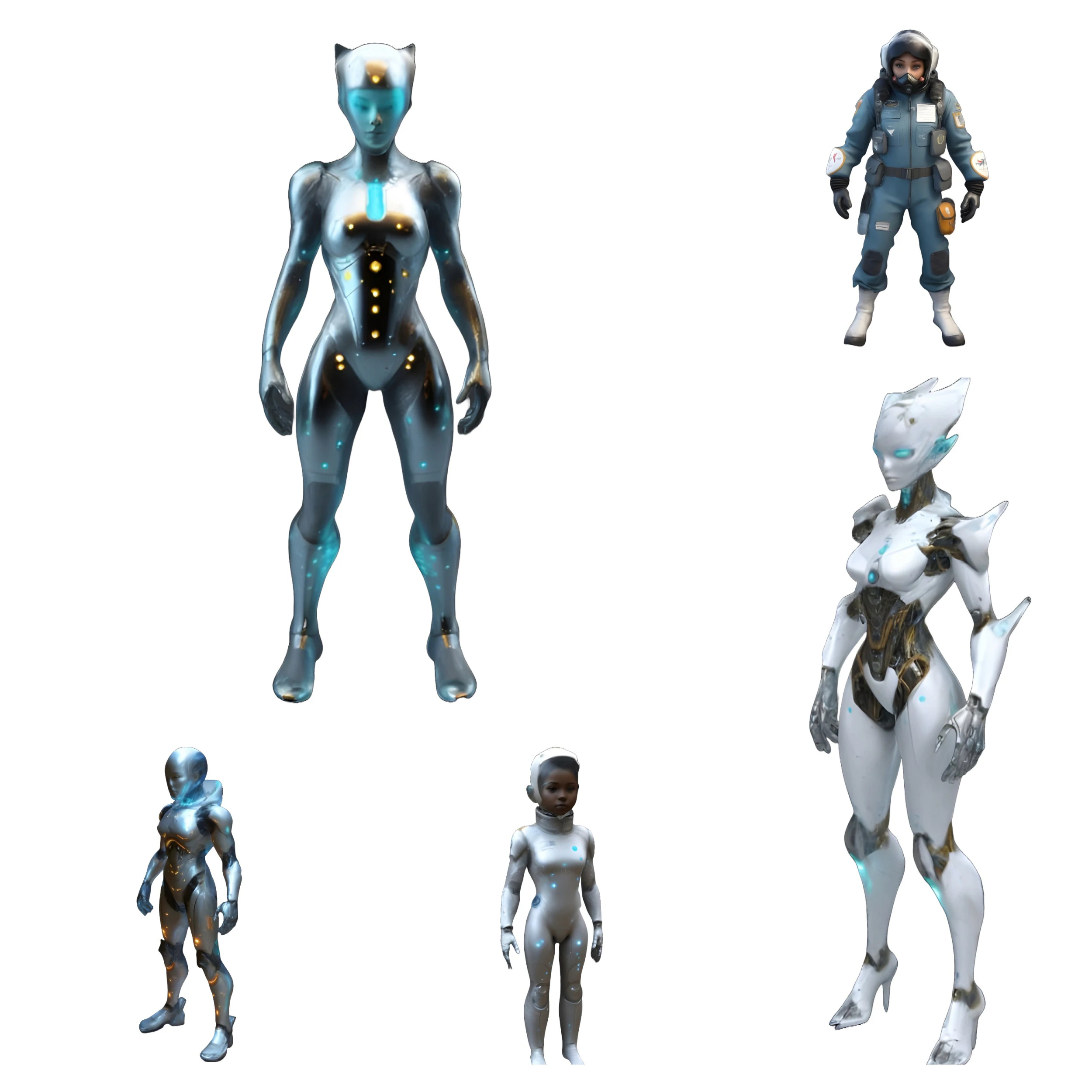 Sci-Fi Character Collection - Cyborg and Space Explorer Series 3D Print Model .c4d .max .obj .3ds .fbx .stl .blend 