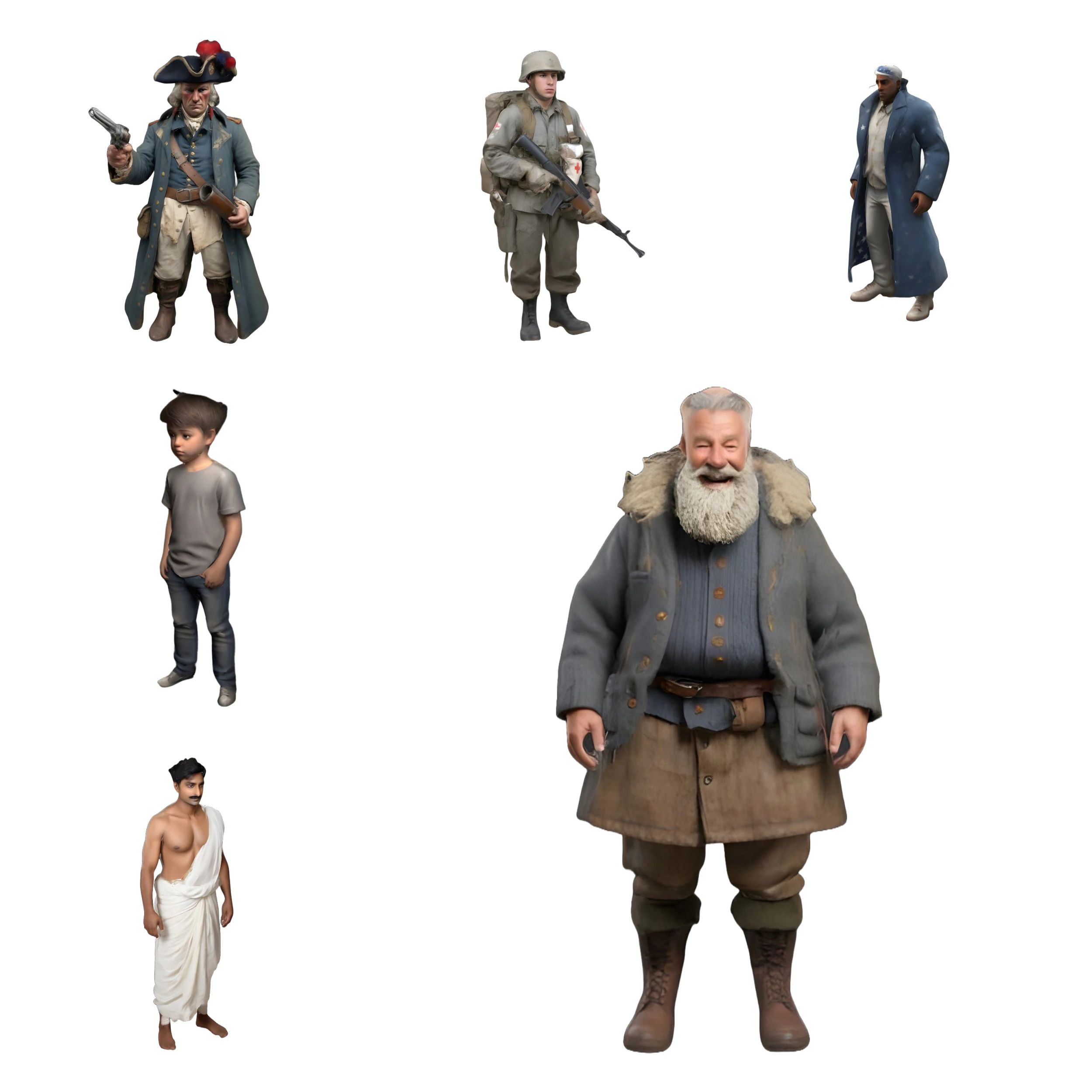 Historical Figures Character Collection 3D Print Model .c4d .max .obj .3ds .fbx .stl .blend 