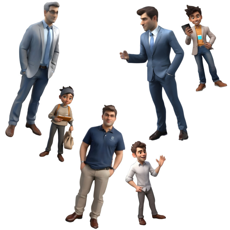Business Casual Character Model Collection 3D प्रिंट मॉडल .c4d .max .obj .3ds .fbx .stl .blend