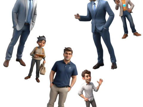 बिजनेस कैज़ुअल कैरेक्टर मॉडल संग्रह 3D प्रिंट मॉडल