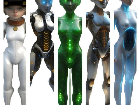 Koleksi Patung Android Wanita Futuristik Model Cetak 3D