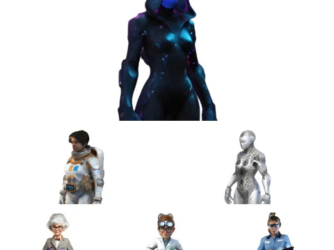 Futurystyczny zespół zespołowy - kolekcja figurek science fiction Model do druku 3D