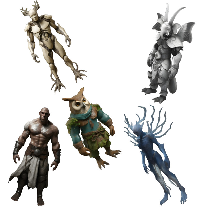 Mystical Character Figurine Set 3D Print Model .c4d .max .obj .3ds .fbx .stl .blend