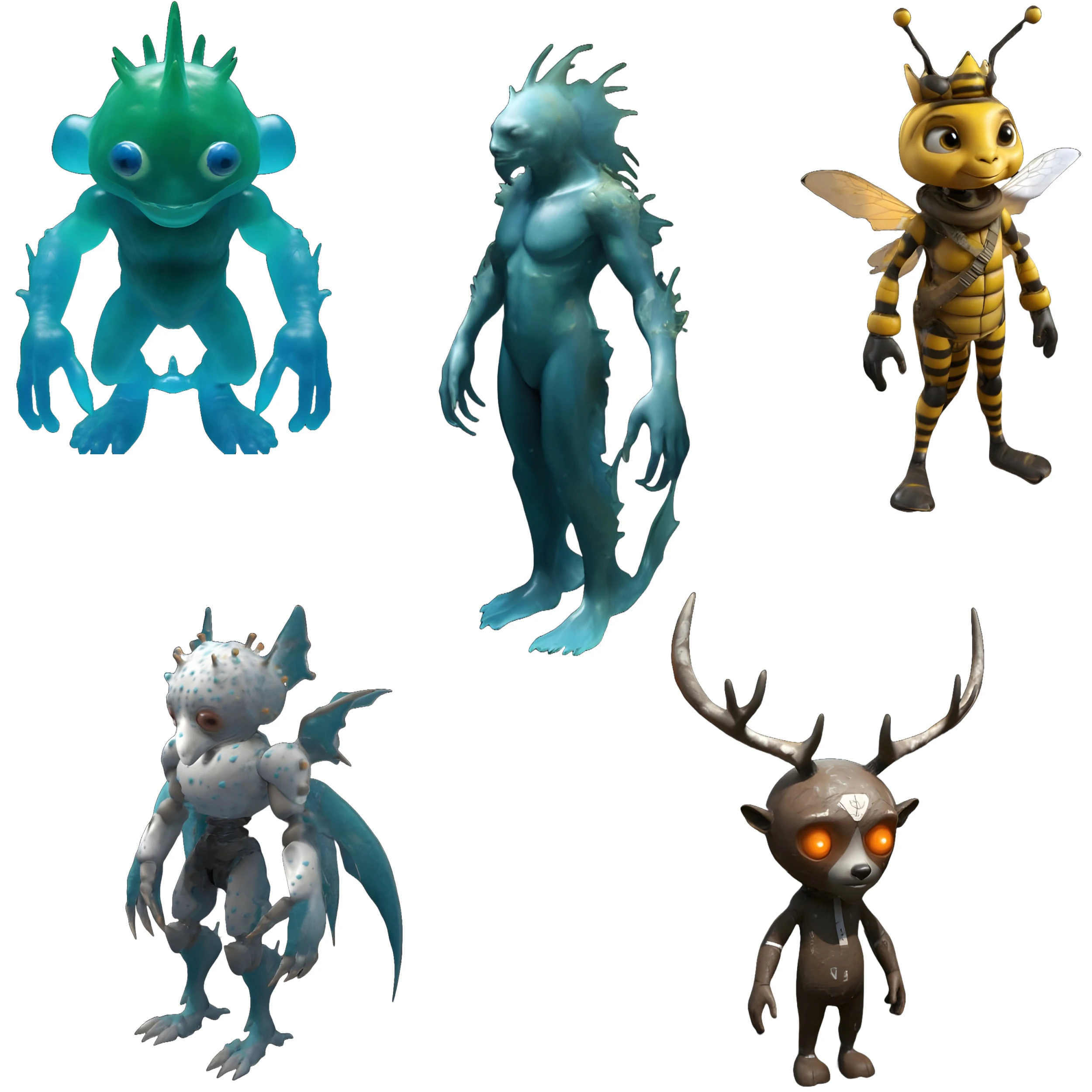 Fantastical Creature Figurines Collection 3D Print Model .c4d .max .obj .3ds .fbx .stl .blend