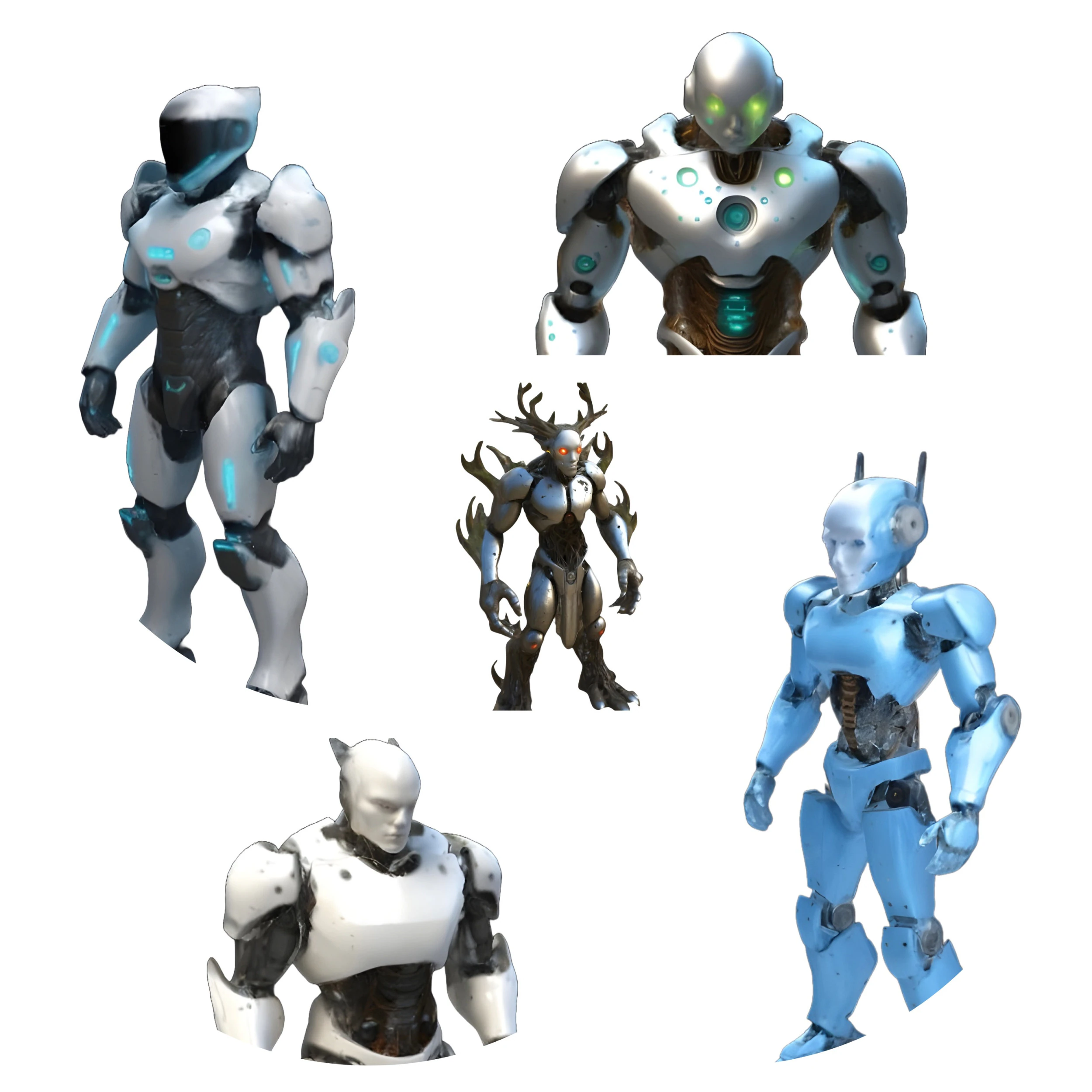 Futuristic Guardians Robot Set 3D Print Model .c4d .max .obj .3ds .fbx .stl .blend