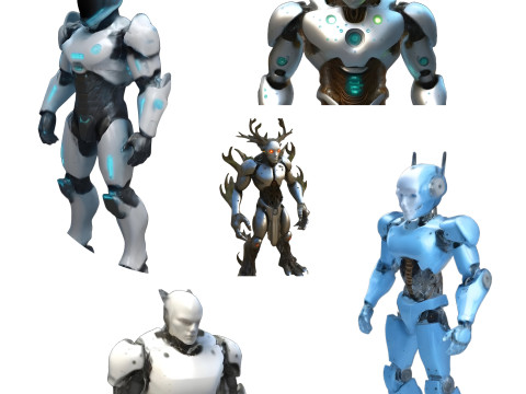 Futuristic Guardians Robot Set 3Dプリントモデル