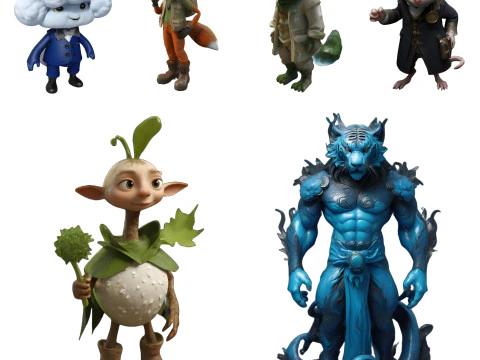 Collection de personnages fantaisistes Modèles 3D en vedette