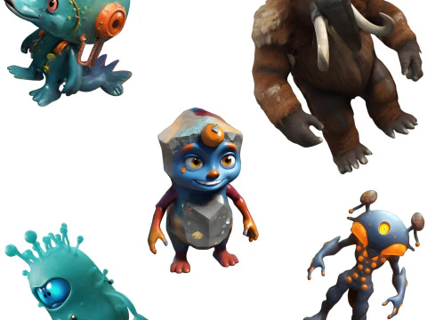 Cole&ccedil;&atilde;o de criaturas c&oacute;smicas Modelo de Impressão 3D