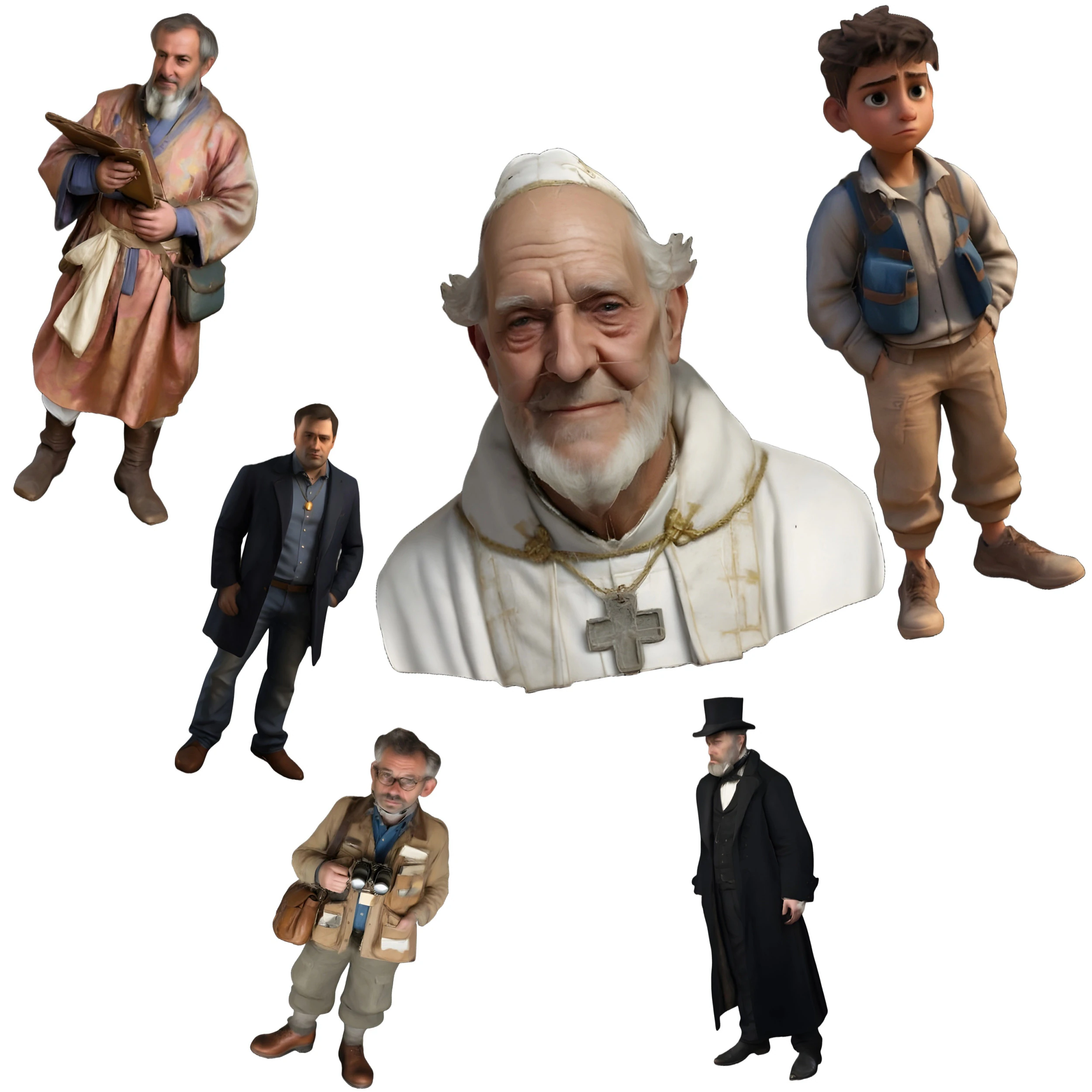Historical Fictional Character Set 3D Print Model .c4d .max .obj .3ds .fbx .stl .blend 