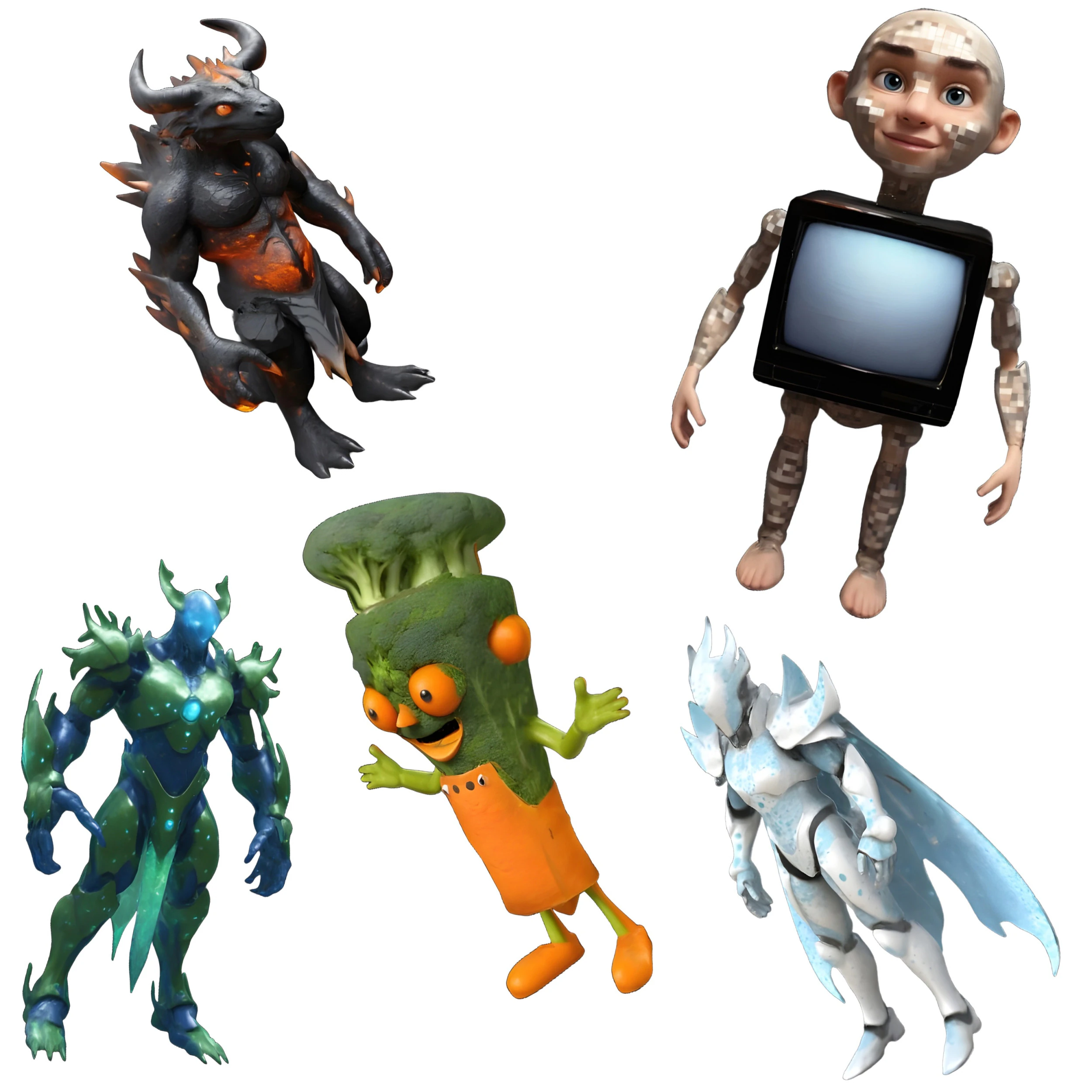 Fantasy Character Collection Elemental Creatures and Quirky Heroes 3D Print Model .c4d .max .obj .3ds .fbx .stl .blend