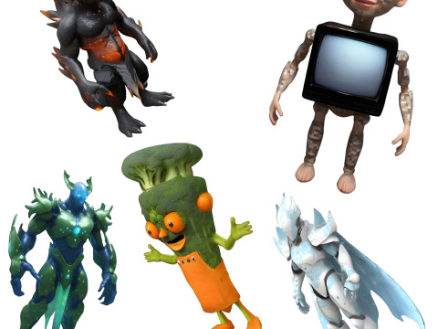 Fantasy Character Collection Elemental Creatures and Quirky Heroes 3D Print Model