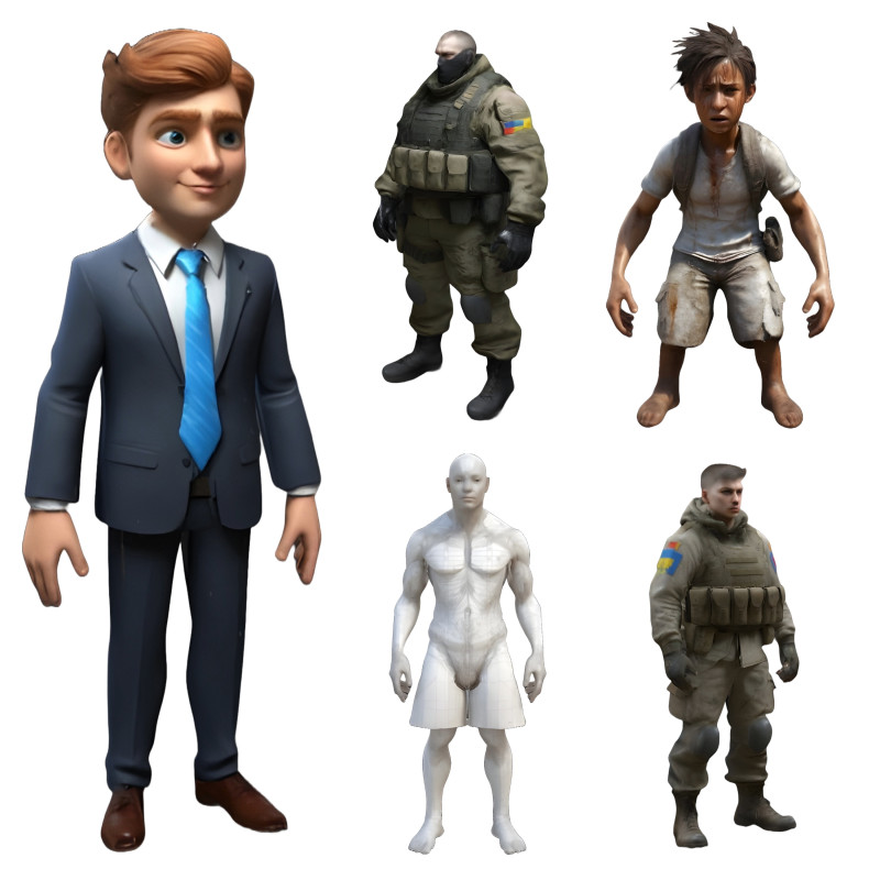 Versatile Character Pack 3D Print Model .c4d .max .obj .3ds .fbx .stl .blend 