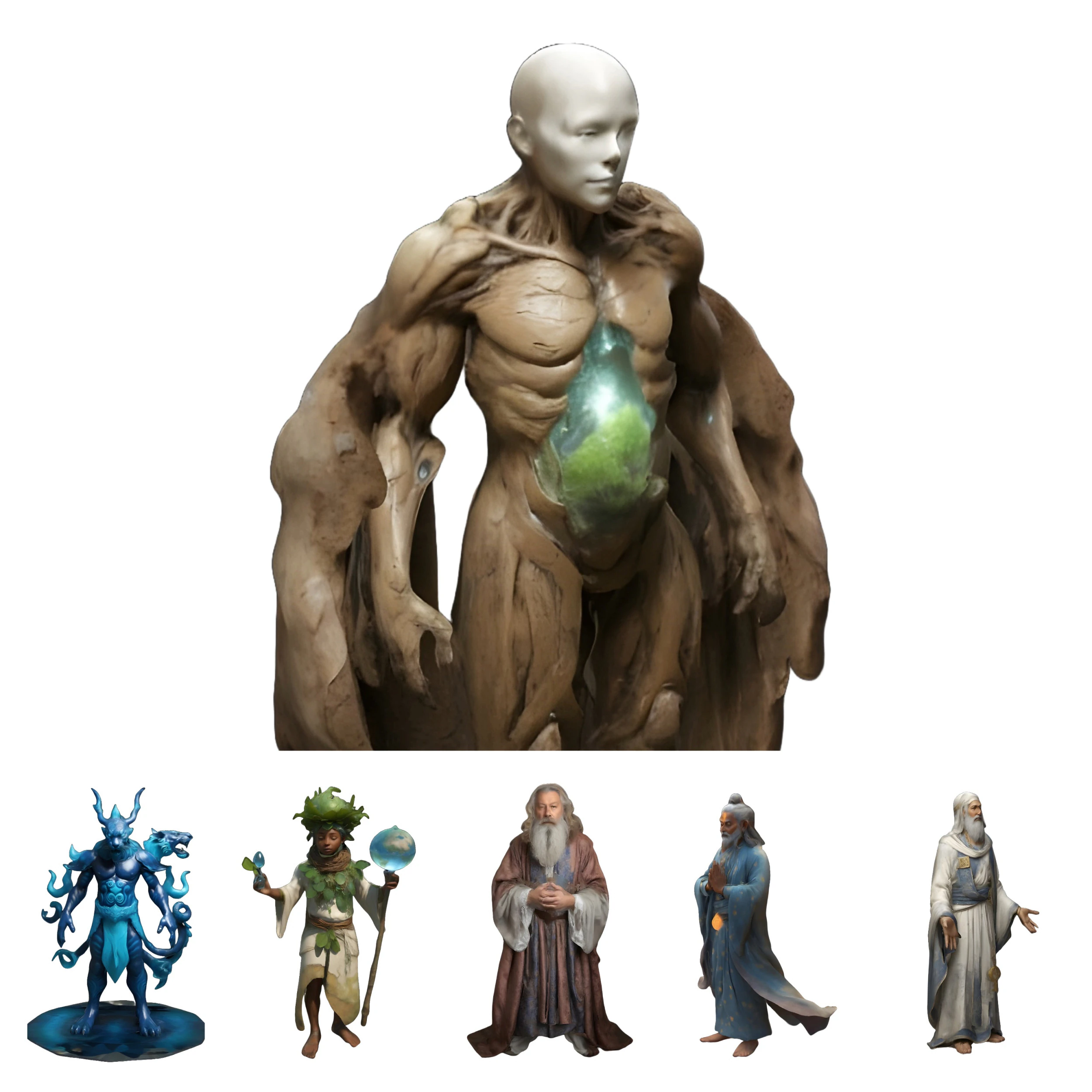 Cole&ccedil;&atilde;o Mystic Realms - Personagens de Fantasia e Golem Elemental Modelo de Impressão 3D .c4d .max .obj .3ds .fbx .stl .blend 