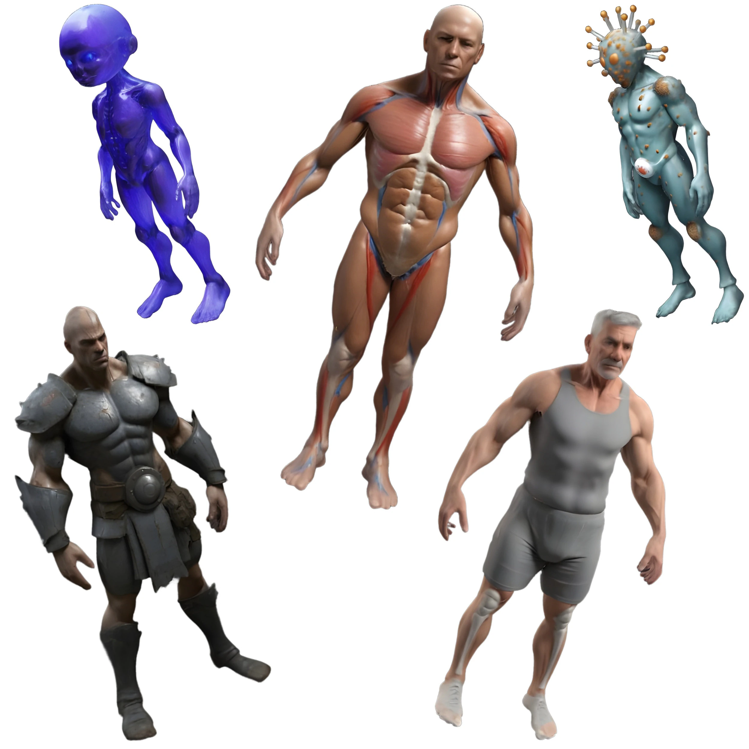 Human-Inspired Character Bundle 3D Print Model .c4d .max .obj .3ds .fbx .stl .blend 
