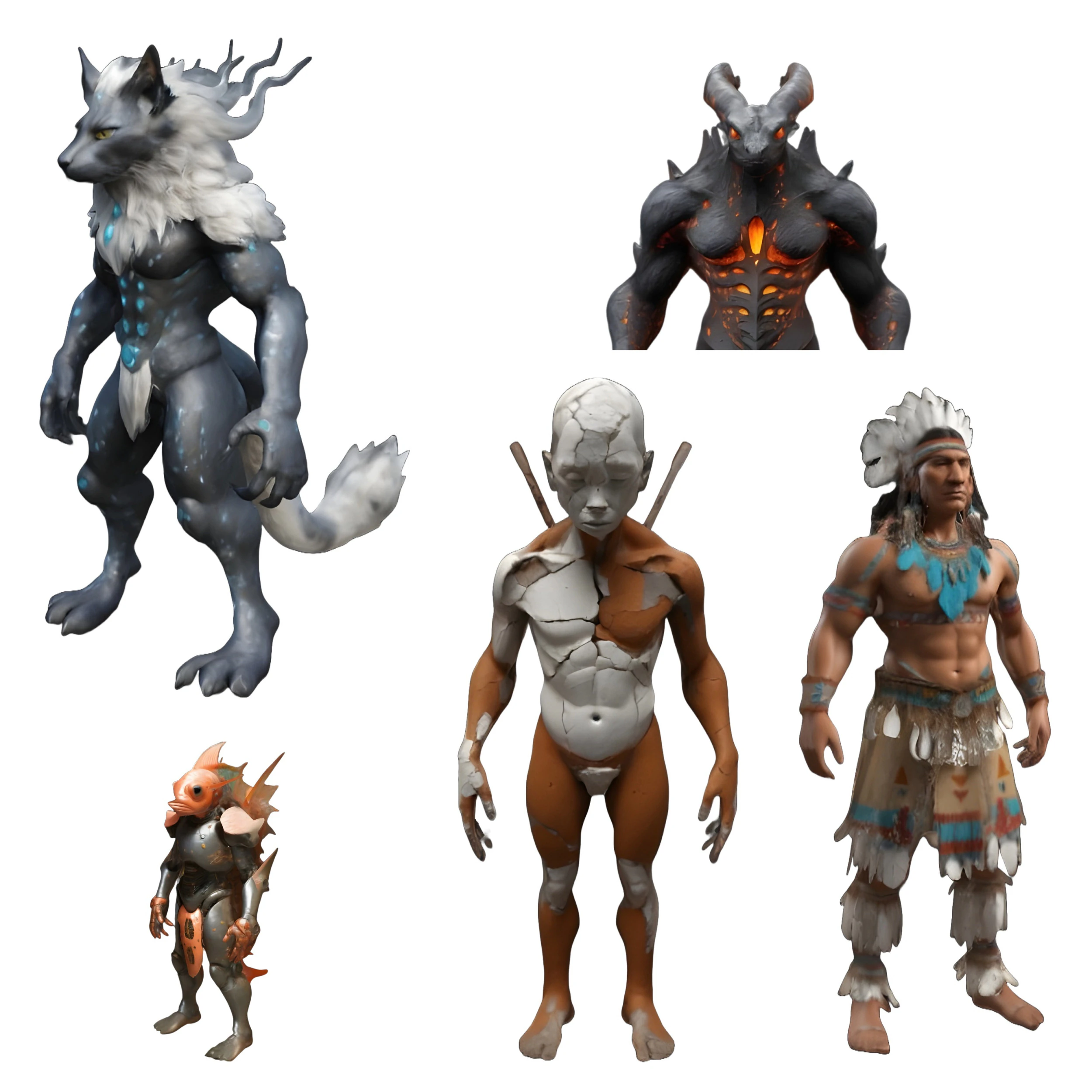 Fantasy Character Collection - Mythical Beings and Warriors 3D Print Model .c4d .max .obj .3ds .fbx .stl .blend