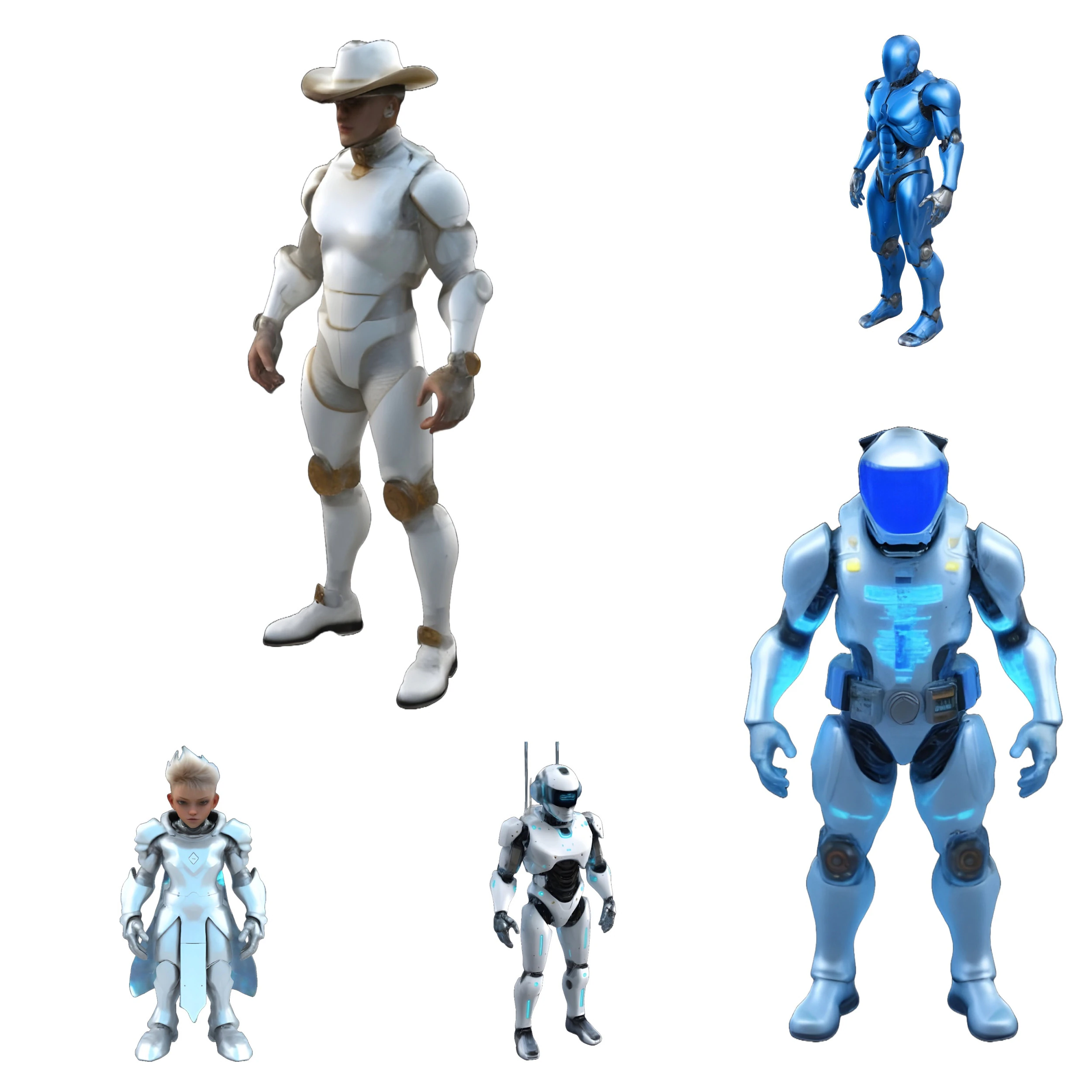 Cowboy and Future Warriors 3D Print Model .c4d .max .obj .3ds .fbx .stl .blend 