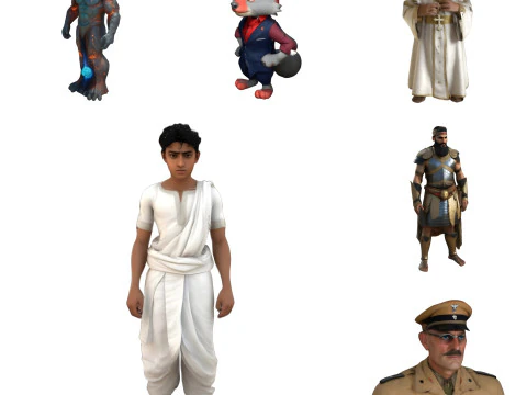 Paket Tokoh Fantasi dan Sejarah Model Cetak 3D