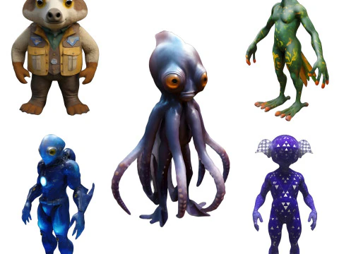 Antropomorfik Karakter Koleksiyonu 3D Baskı Modeli