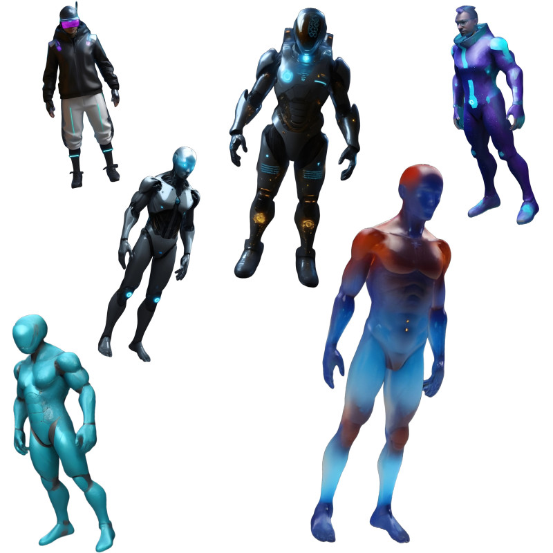 Cyber Squad Character Collection 3D 프린트 모델 .c4d .max .obj .3ds .fbx .stl .blend