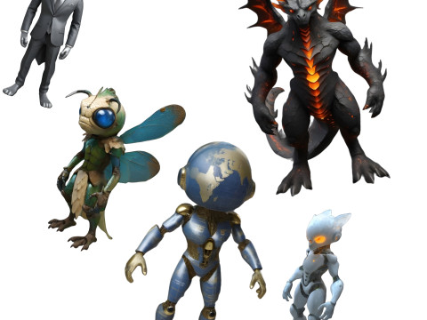 Character Collage - Mythical and Sci-Fi Creatures 3D Print Model