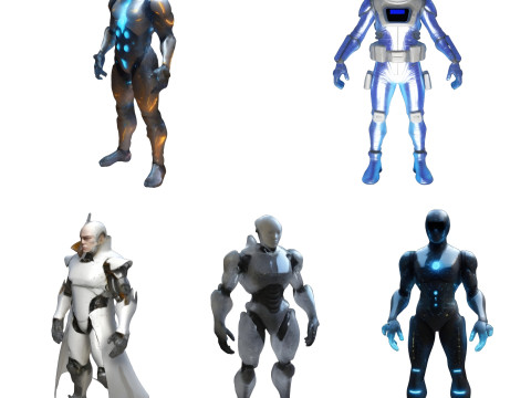 Sci-Fi Robot Warriors Collection 3Dプリントモデル