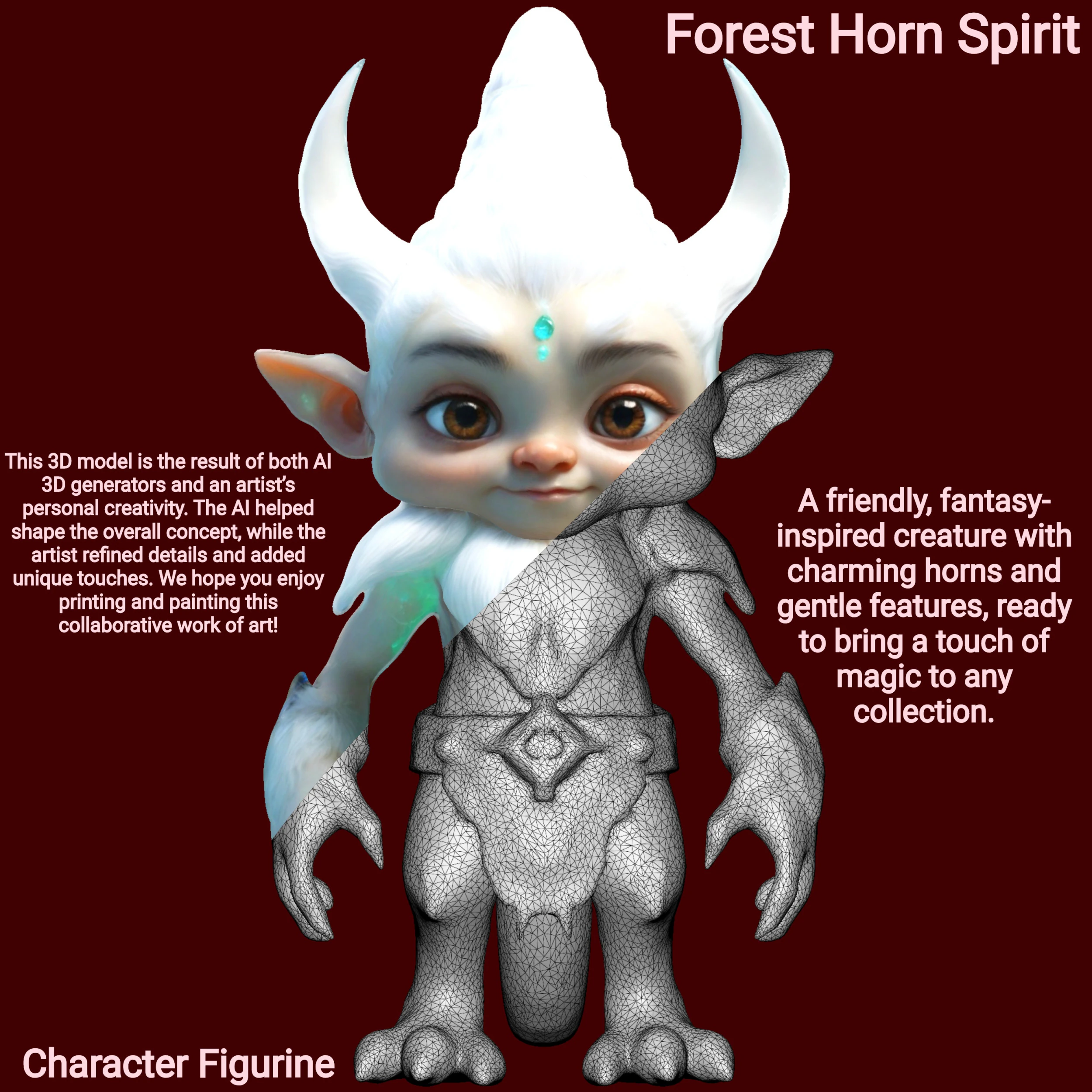 Forest Horn Spirit 3D Print Model .c4d .max .obj .3ds .fbx .stl .blend