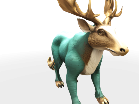 Turquoise Forest Guardian - Fantasy Deer Sculpture Modelo de impresión 3D