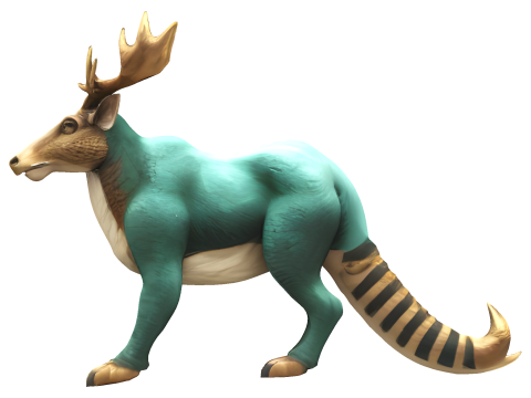 Turquoise Forest Guardian - Fantasy Deer Sculpture Modelo de impresión 3D