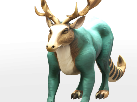 Turquoise Forest Guardian - Fantasy Deer Sculpture Modelo de impresión 3D