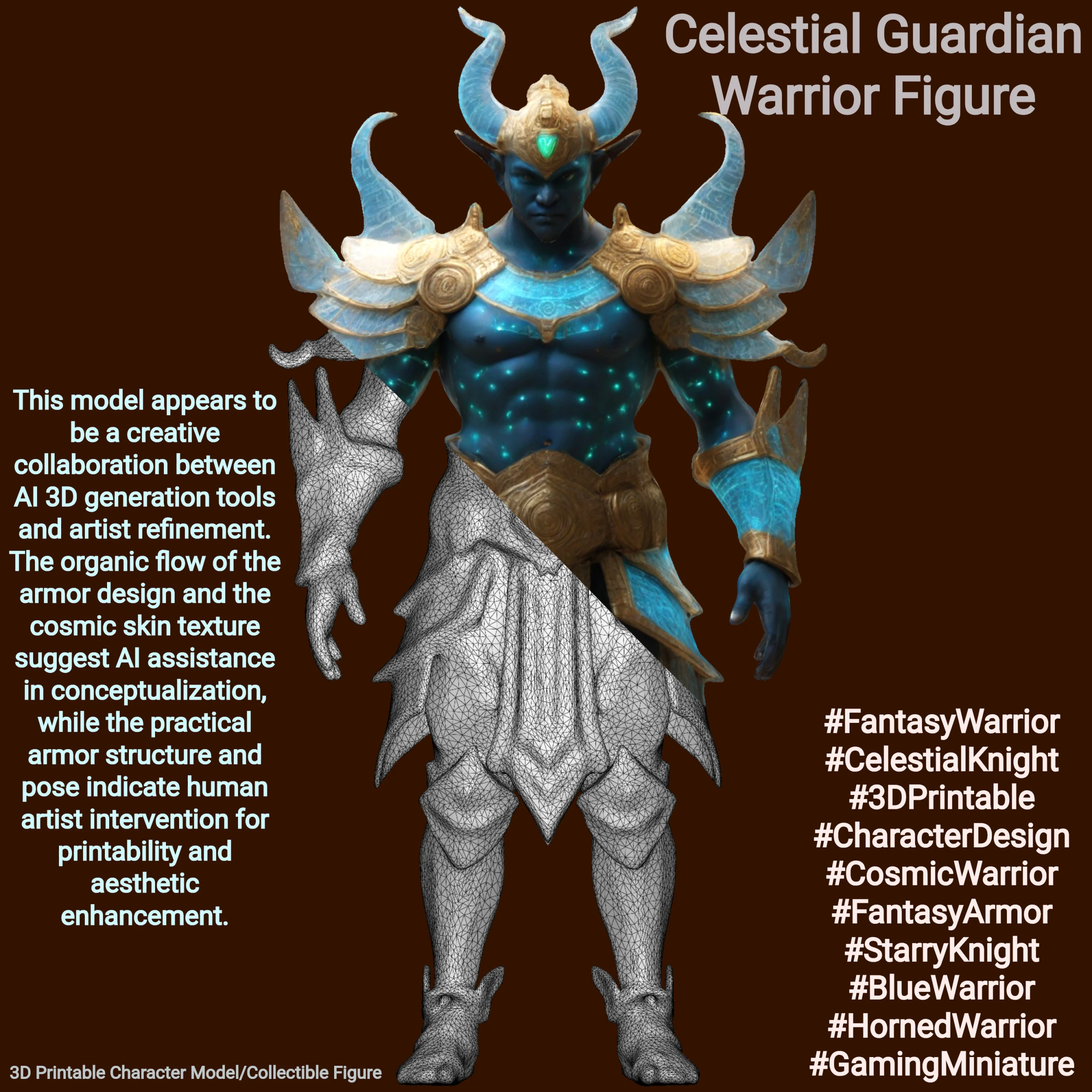 Celestial Guardian Warrior Figure 3D Print Model .c4d .max .obj .3ds .fbx .stl .blend 