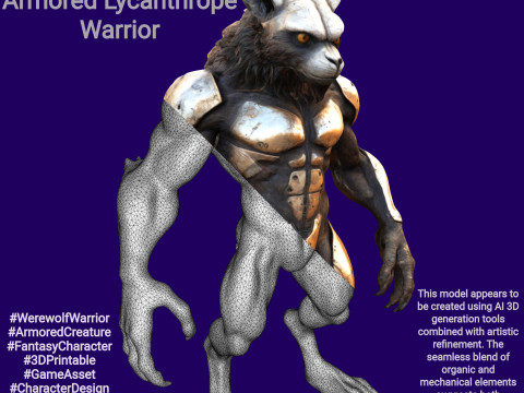 Armored Lycanthrope Warrior 3D Принт Модель