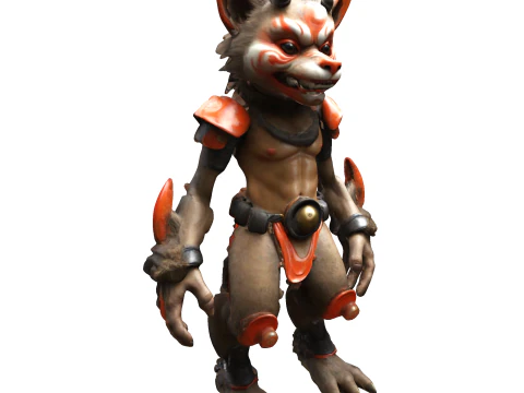 Fierce Fox-Oni Guardian 3D Print Model