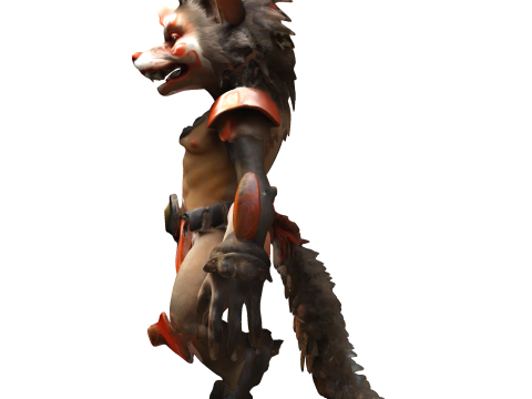 Fierce Fox-Oni Guardian 3D-printmodel