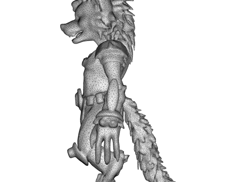 Fierce Fox-Oni Guardian 3D-printmodel